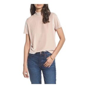 Blush Pink Velvet Mock Turtleneck